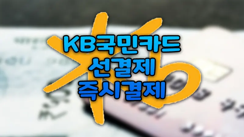 국민카드 선결제 할부 즉시결제 하는 방법