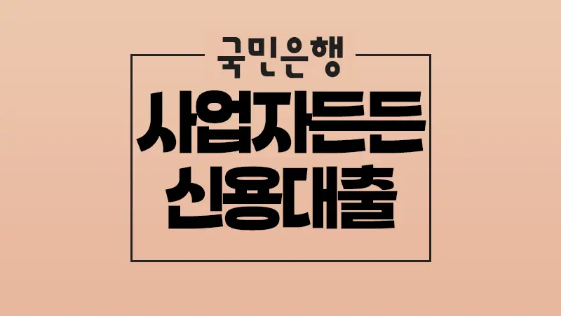 국민은행 사업자든든 신용대출 마이너스통장