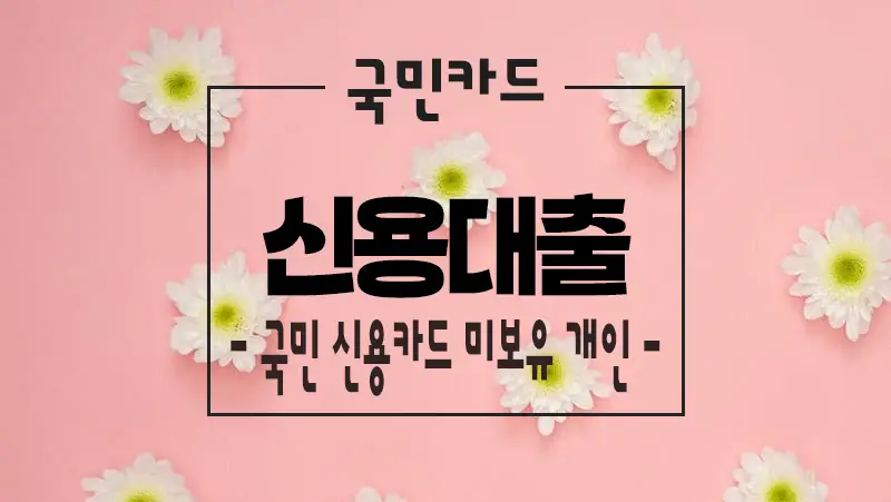 KB국민카드 신용대출 국민카드 미보유 주부 및 무직자 이용가능