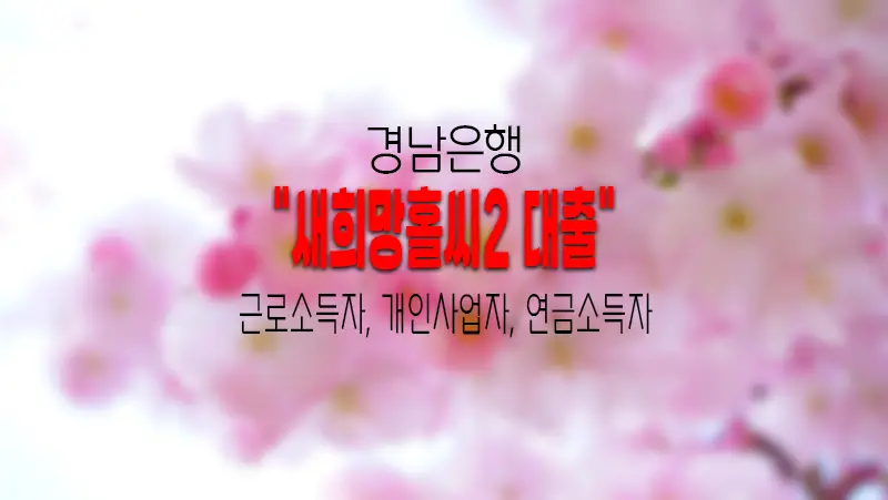 경남은행 새희망홀씨2 대출 저소득층과 저신용자를 위한 신용대출
