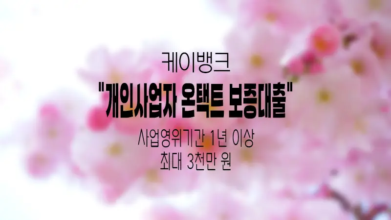 케이뱅크 개인사업자 온택트 보증대출 한도 및 금리 요약 정리