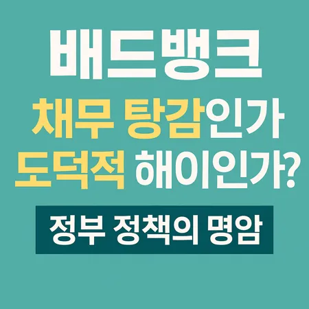 배드뱅크, 채무 탕감인가 도덕적 해이인가? 정부 정책의 명암 1 배드뱅크란 무엇이며 왜 다시 주목받고 있을까