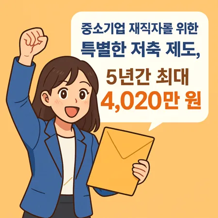 중소기업 재직자를 위한 특별한 저축 제도, 5년간 최대 4,020만 원 만들기 1 중소기업 재직자를 위한 특별한 저축 제도, 5년간 최대 4,020만 원 만들기